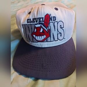 Vintage RARE 90'S Cleveland Indians Hat Chief Wahoo Snapback Mad In USA 🇺🇸‎